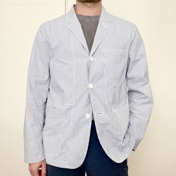 Uniqlo Men’s Summerweight Striped Blazer Jacket Size Small Regular Fit - Picture 1 of 7
